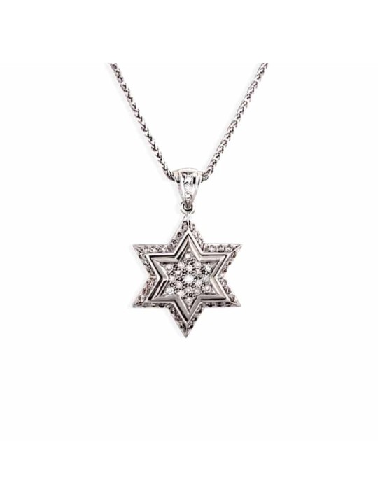תליון יהלום זהב לבן מגן דוד בגודל בינוני, מתנות ט"ו באב, א